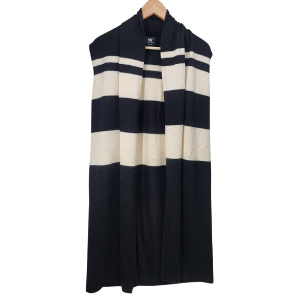 W By Worth Womens Sleeveless Wool/Cashmere Striped Open Front‎ Vest Cardigan S - Picture 1 of 6